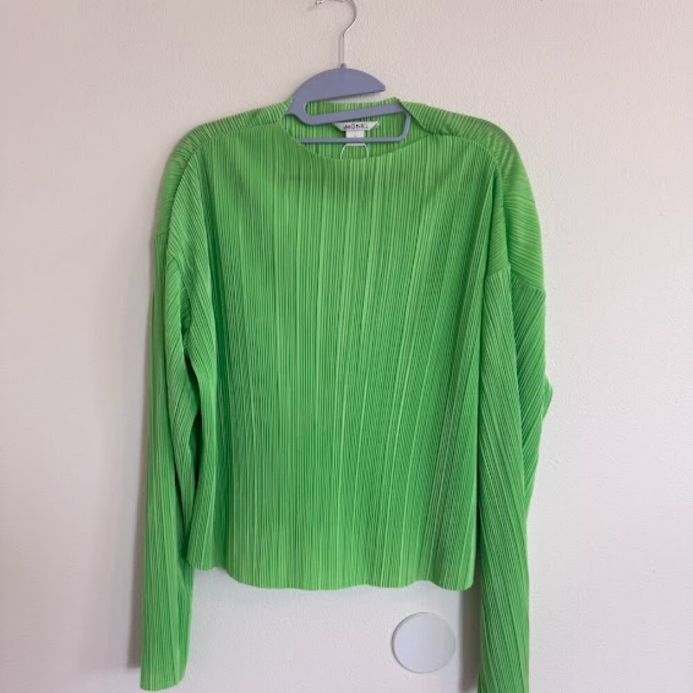 Monki Lime Green Long Sleeve Mock Neck Top L